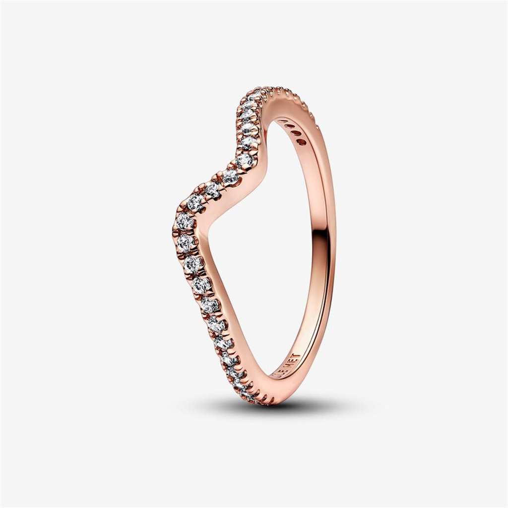 Pandora Timeless Sparkling Wave Ring Size 6