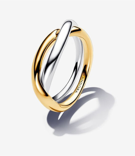 Pandora Essence Two-Tone Entwined Bands Ring Size 7.5