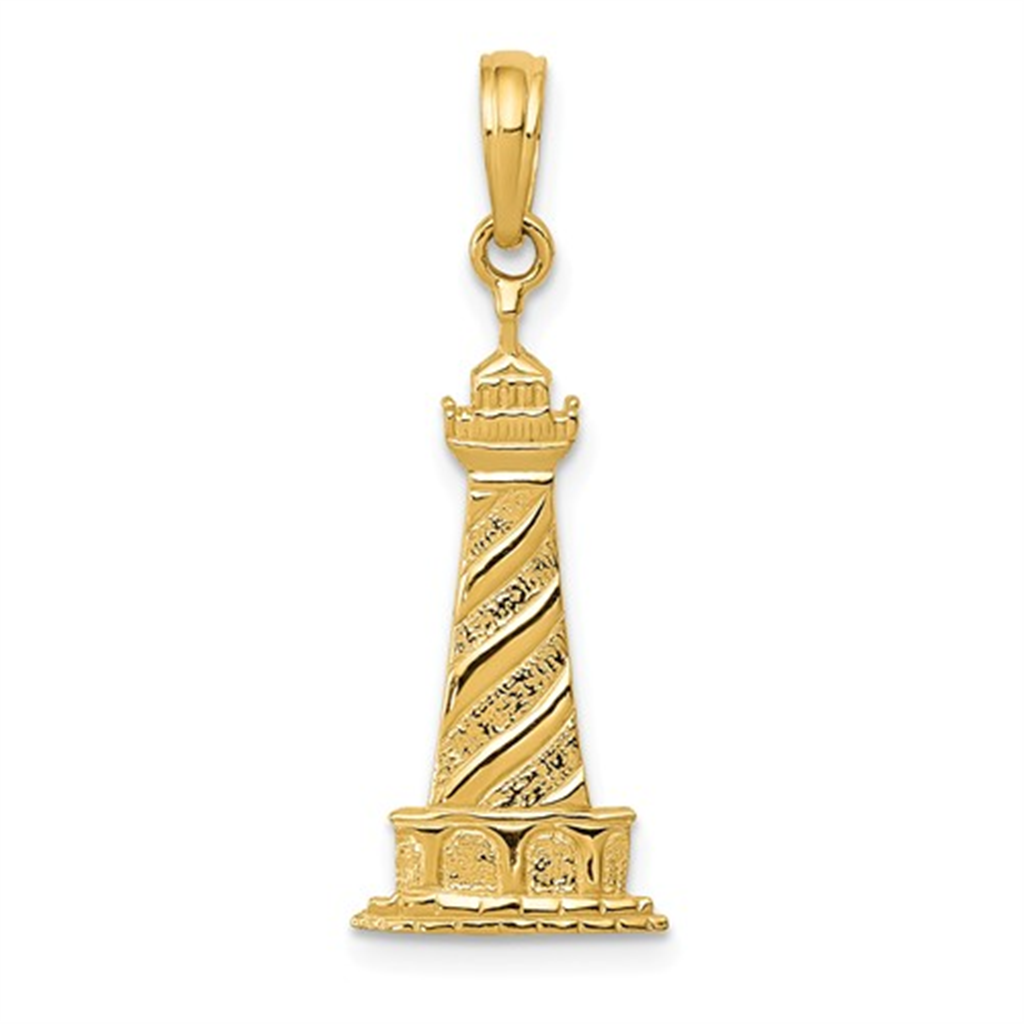 14K Yellow Gold Lighthouse Charm