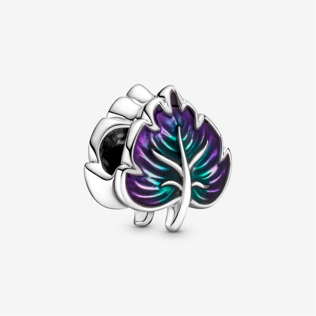 Pandora Moments Purple And  Green Leaf Charm
