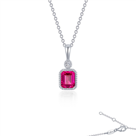 Lafonn 0.91 CTW Simulated Diamond and Ruby July Birthstone Necklace
