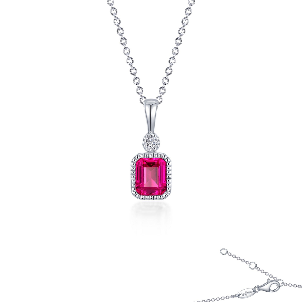 Lafonn 0.91 CTW Simulated Diamond and Ruby July Birthstone Necklace