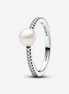 Pandora TImeless Treated Freshwater Cultured Pearl & Pavé Ring Size 7.5