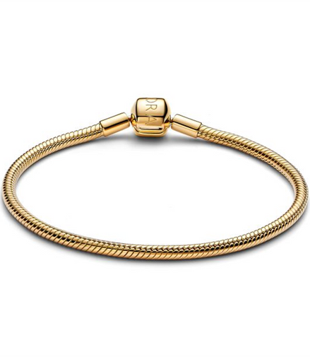 Pandora Gold-Plated Barrel Clasp Snake Chain Bracelet Size 16