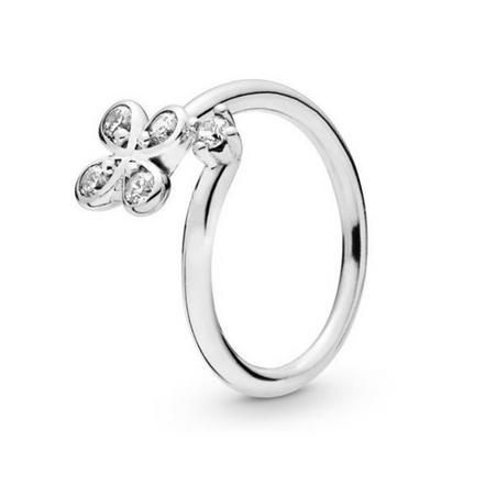 Pandora Moments Four-Petal Flowers Twisted Ring Size 6