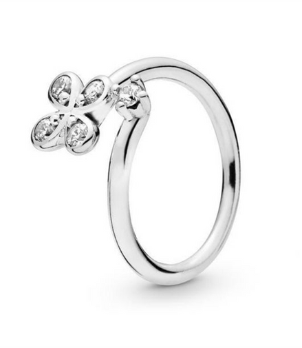 Pandora Moments Four-Petal Flowers Twisted Ring Size 6