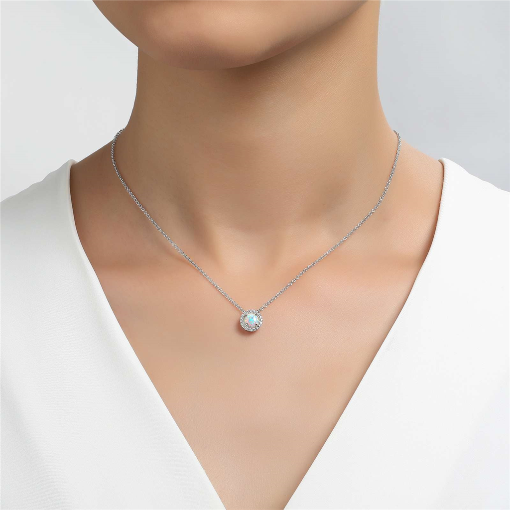 Lafonn 0.20 CTW Simulated Diamond And Opal October Birthstone Necklace