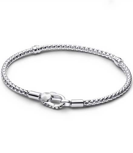 Pandora Moments Studded Clasp And Chain Bracelet Size 18