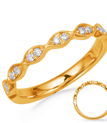 14K Yellow Gold And 0.13 CTW Diamond Band