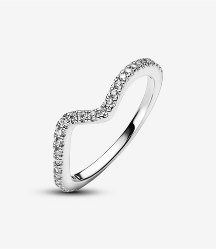 Pandora Timeless Sparkling Wave Ring Size 6