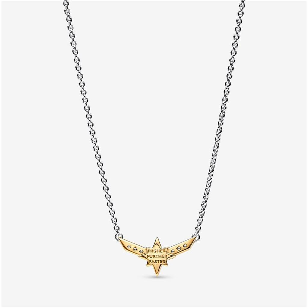 Pandora Marvel Captain Marvel Octogram Star Two tone Pendant Necklace