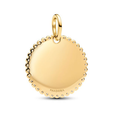 Pandora Engravable Round Tag Gold-Plated Pendant
