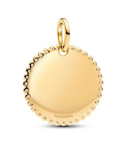 Pandora Engravable Round Tag Gold-Plated Pendant