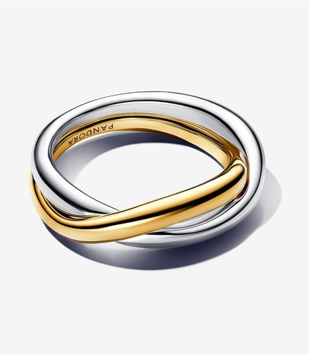 Pandora Essence Two-Tone Entwined Bands Ring Size 6