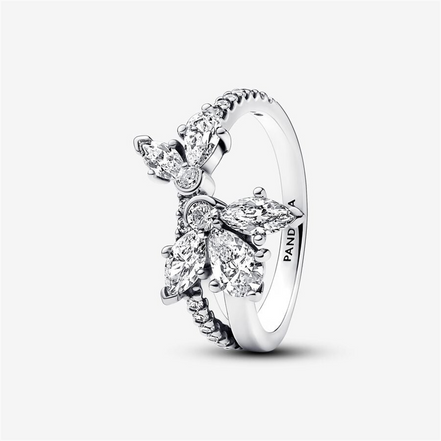 Pandora Timeless Sparkling Asymmetrical Herbarium Cluster Ring Size 8.5