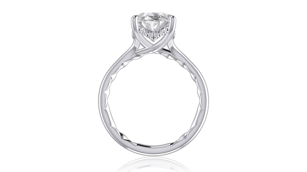 A.JAFFE 14K White Gold Diamond Hidden Halo Semi-Mount Engagement Ring