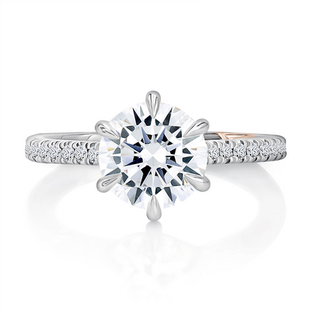 A.JAFFE 14K Gold And 6 Prong Solitaire Diamond Semi-Mount Engagement Ring