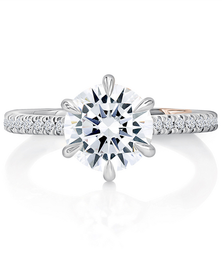 A.JAFFE 14K Gold And 6 Prong Solitaire Diamond Semi-Mount Engagement Ring