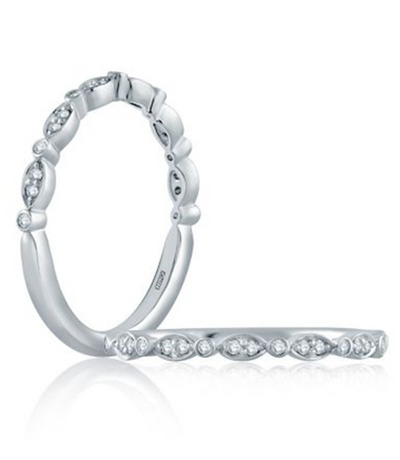 A.JAFFE 14K White Gold Diamond Stackable Wedding Band
