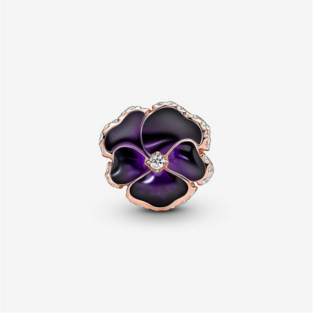 Pandora Moments Deep Purple Pansy Flower Charm