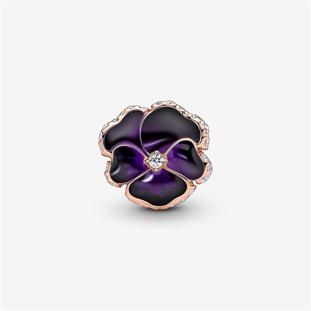 Pandora Moments Deep Purple Pansy Flower Charm