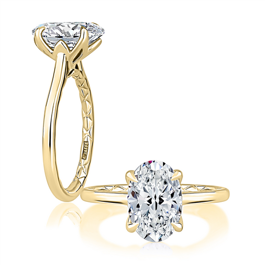 A.JAFFE 14K Yellow Gold Oval Shaped Diamond Semi-Mount Engagement Ring