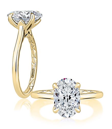 A.JAFFE 14K Yellow Gold Oval Shaped Diamond Semi-Mount Engagement Ring