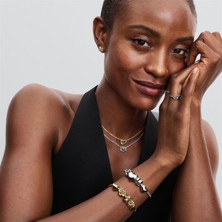 Pandora Moments Sparkling Infinity Heart Clasp Snake Chain Bracelet Size 19