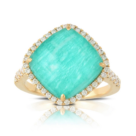 Amazon Breeze Clear Quartz Amazonite And Diamond Fashion Ring