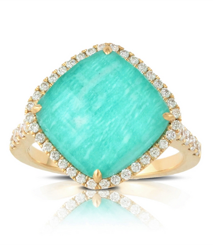 Amazon Breeze Clear Quartz Amazonite And Diamond Fashion Ring