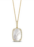 White Orchid Mother of Pearl and Diamond Elongated Pendant Necklace