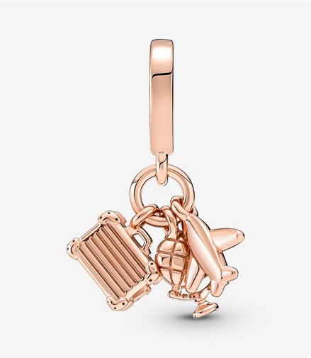 Pandora Moments Airplane, Globe & Suitcase Triple Dangle Charm