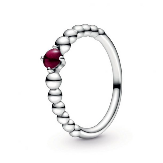 Pandora Moments January Dark Red Beaded Ring Size 5