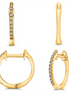 14K Yellow Gold Diamond Huggie Hoop Earrings
