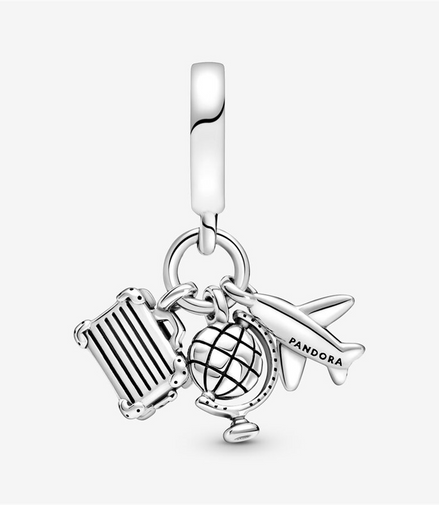 Pandora Moments Airplane, Globe & Suitcase Dangle Charm