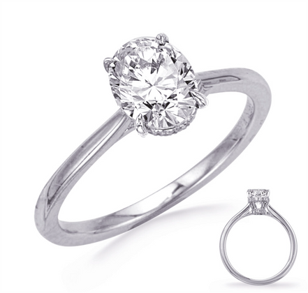 14K White Gold And 0.13 CTW Diamond With Hidden Halo Semi-Mount Engagement Ring