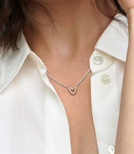 Pandora Moments Sparkling Freehand Heart Necklace