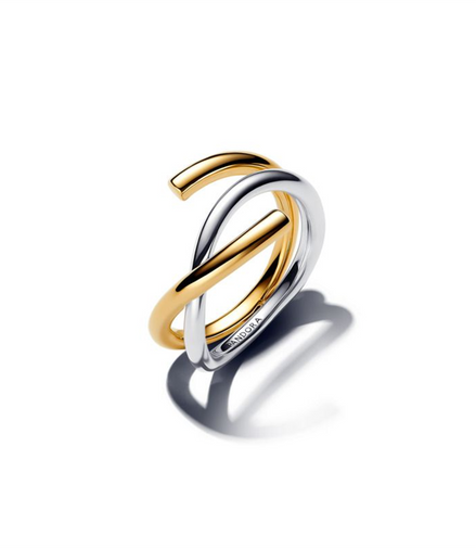 Pandora Organically Shaped Two-tone Double Ring Size 7