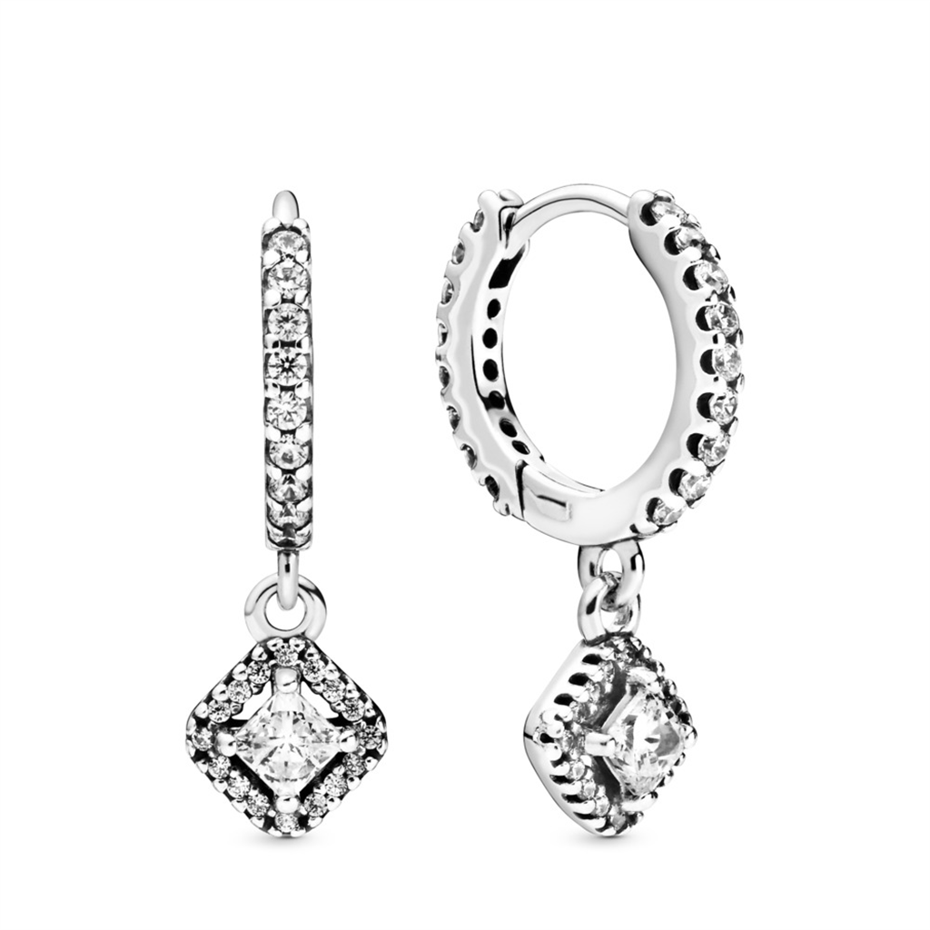 Pandora Timeless  Sparkling Sparkle Hoop Dangle Earrings