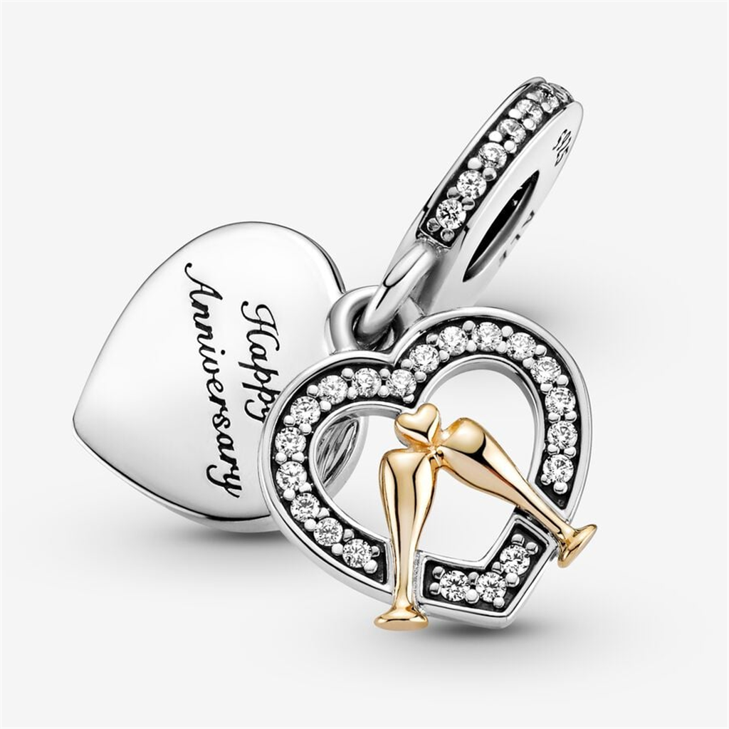 Pandora Moments Two-Tone Happy Anniversary Dangle Charm