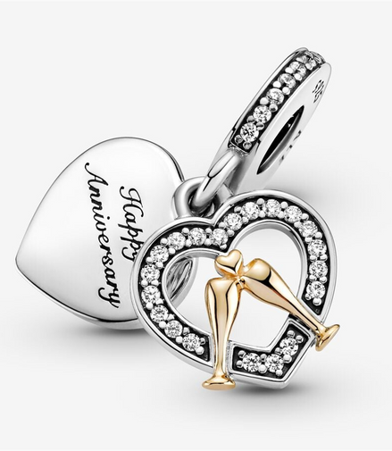 Pandora Moments Two-Tone Happy Anniversary Dangle Charm