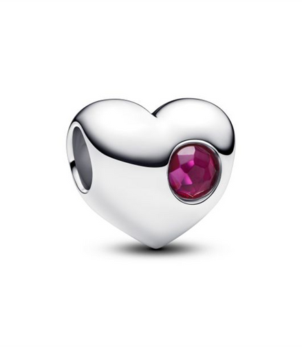 Pandora Engravable True Red Stone Heart Charm