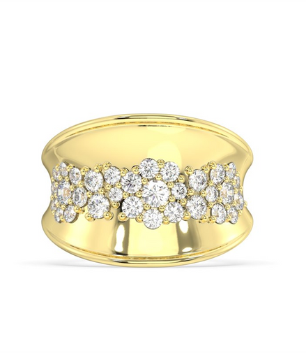14K Yellow Gold 1 CTW  Lab Grown Diamond Concave Fashion Ring