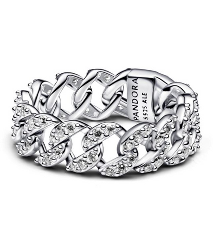 Pandora Timeless Pavé Cuban Chain Ring Size 4.5