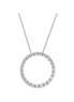 14K White Gold And Diamond Open Circle Pendant Necklace