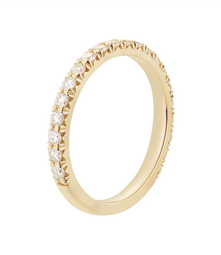 14K Yellow Gold Round Natural Diamond Wedding Band