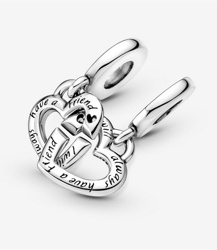 Pandora Moments Linked Sister Hearts Split Dangle Charm