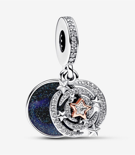 Pandora Moments Two-Tone Shooting Star Double Dangle Charm