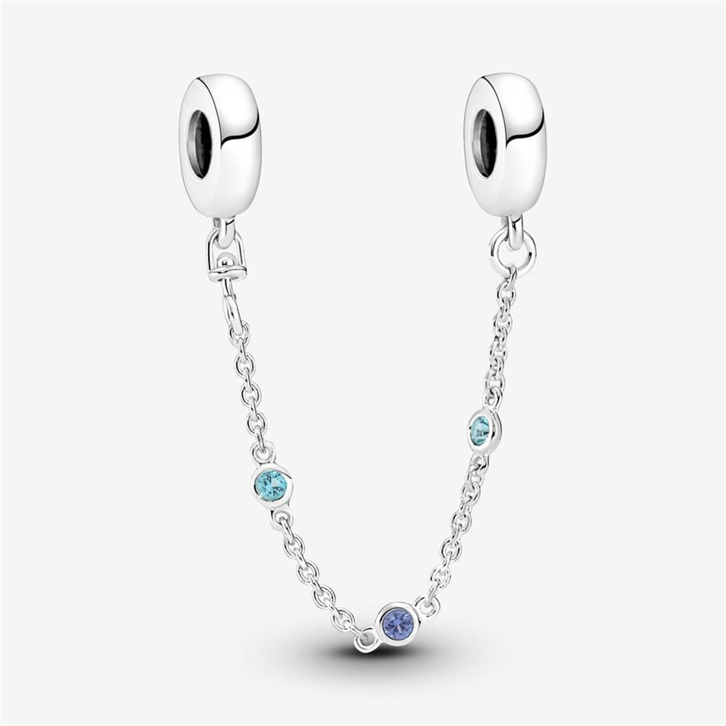 Pandora Moments Triple Blue Stone Safety Chain