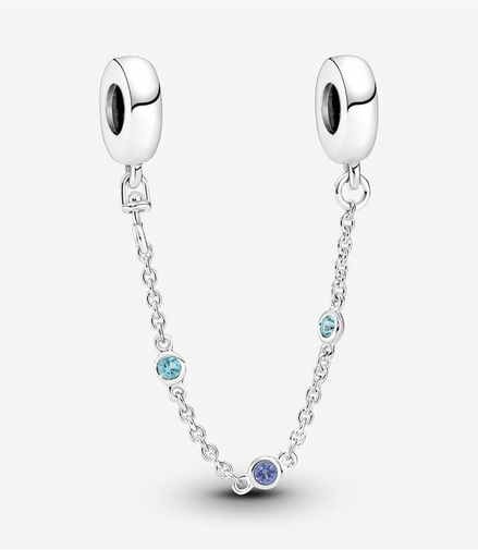 Pandora Moments Triple Blue Stone Safety Chain